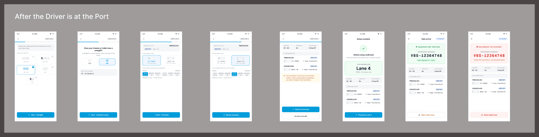 Figma: pre-arrival and gate success or error screens