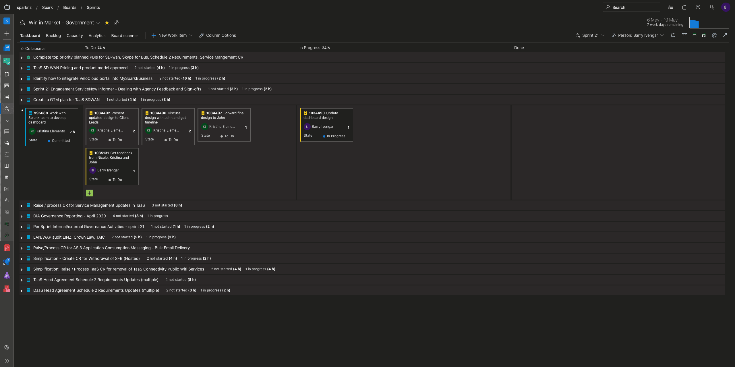 Azure task board
