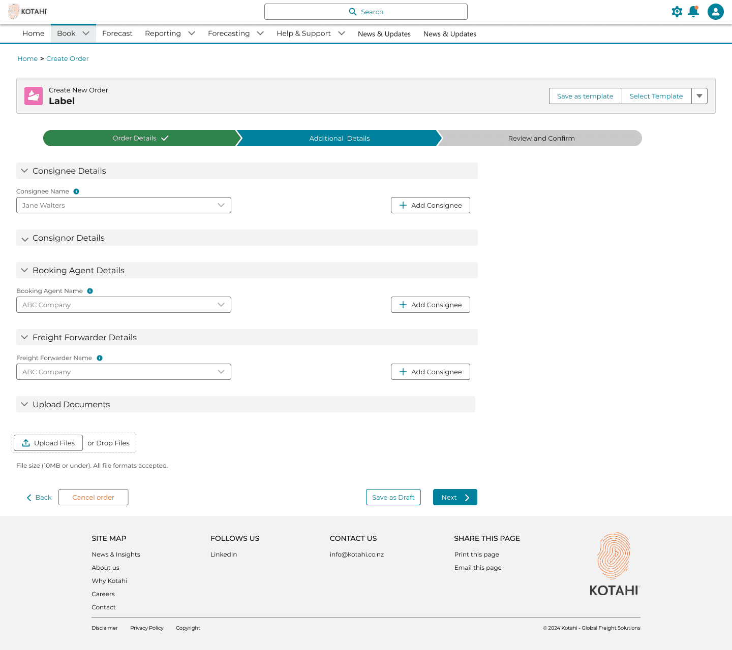 View Order screen