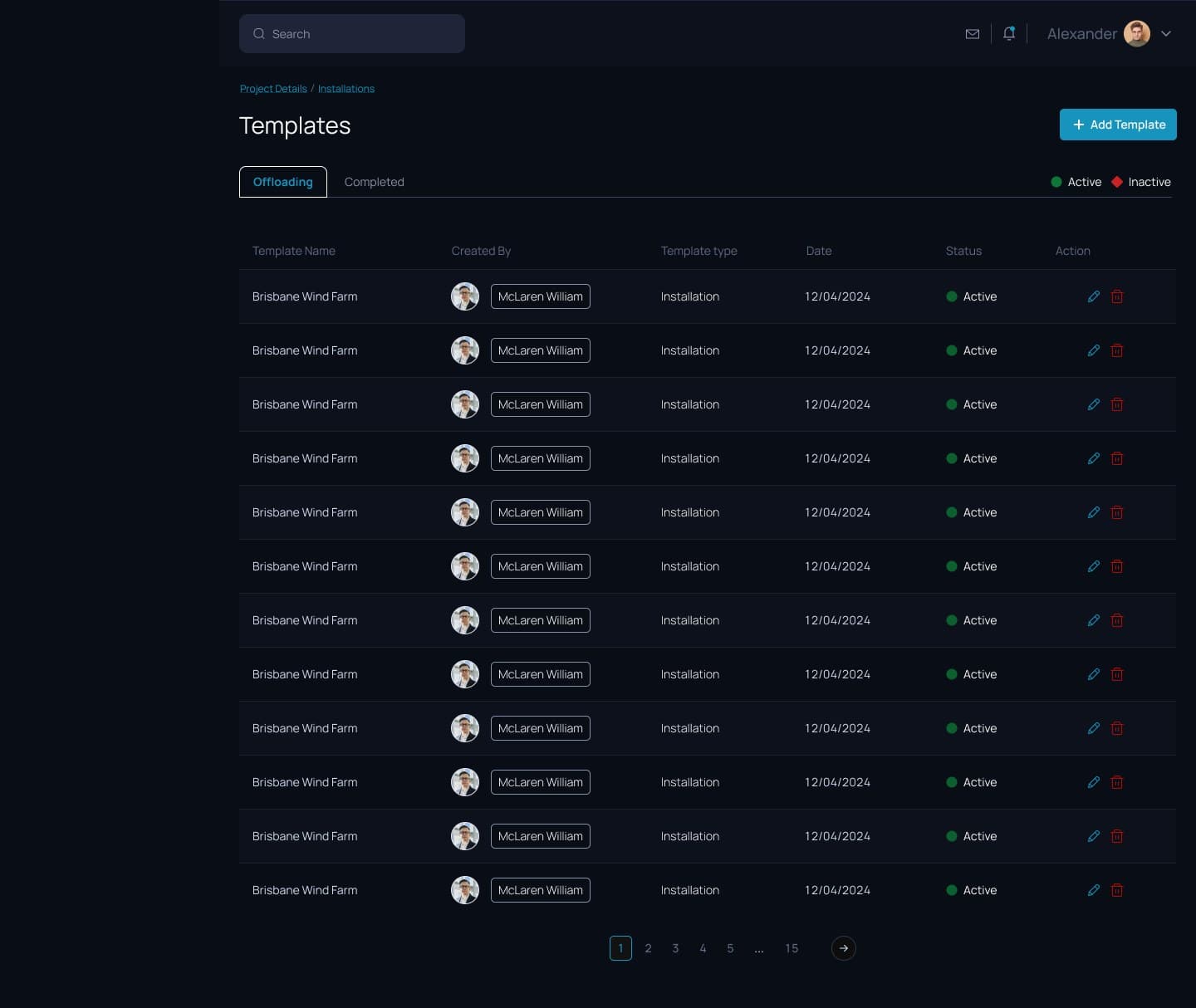 Templates: reusable offloading and install templates for a new farm